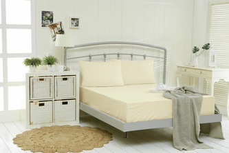 Prostěradlo, Jersey s elastanem a s napínací gumou, smetanová 180 x 200 cm