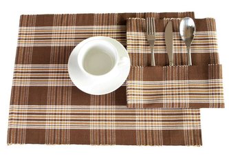 Forbyt, Prostírání bavlněné, Mřížka hnědá 33 x 45 cm