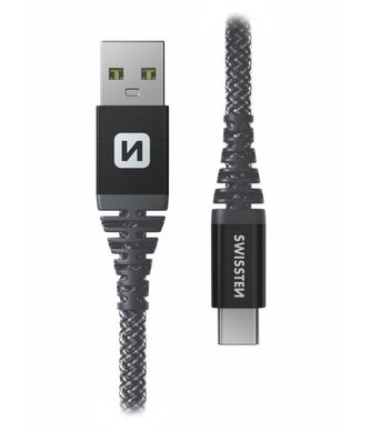 Swissten Datový kabel KEVLAR USB / USB-C 1,5 M ANTRACIT
