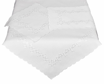 Ubrus celoroční, Pomněnky, bílý 40 x 90 cm