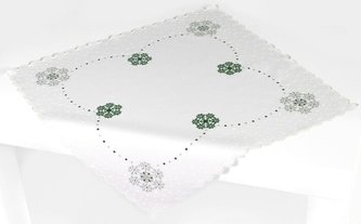 Forbyt, Ubrus vánoční, Vánoční vločka, zelený, čtverec 85 x 85 cm