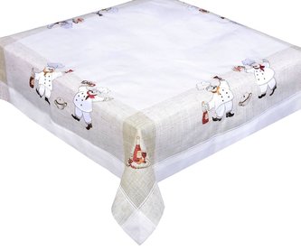 Forbyt, Ubrus celoroční, Červené srdíčka, režný 120 x 160 cm