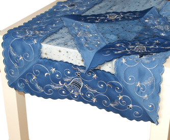 Forbyt , Ubrus Vánoční  06H 2191, modrý, čtverec, obdélník 50 x 100 cm