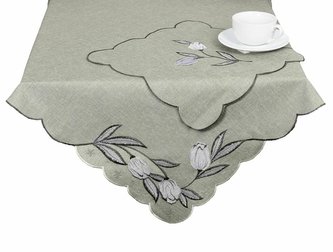 Ubrus celoroční, Šedé tulipány, šedý pr. 150