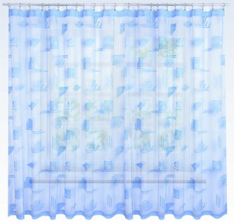 Záclona žakárová, Geometrie metráž, modrá 160 cm