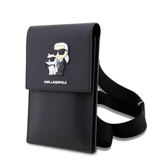 Karl Lagerfeld Saffiano Metal Logo NFT Wallet Phone Bag Black Karl Lagerfeld Saffiano Metal Logo NFT Wallet Phone Bag Black