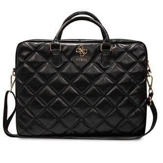 Guess PU Quilted 4G Metal Logo Computer Bag 15/16" Black
