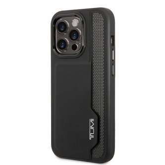 TUMI Leather Card Slot Zadní Kryt pro iPhone 14 Pro Black