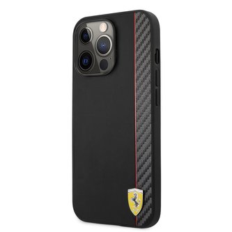 Ferrari Smooth and Carbon Effect Zadní Kryt pro iPhone 13 Pro Max Black