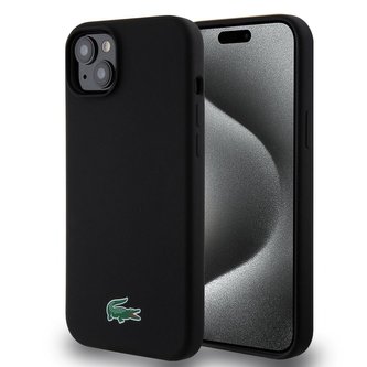 Lacoste Liquid Silicone Microfiber Croc Logo Magsafe Zadní Kryt pro iPhone 15 Plus Black