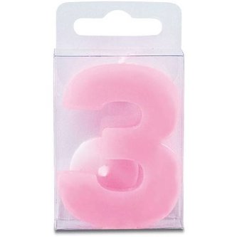 Svíčka ve tvaru číslice 3 - mini, růžová - Stadter
