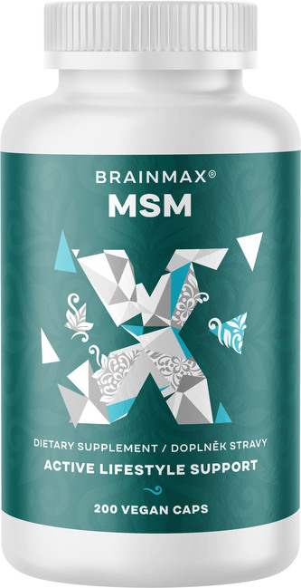 BrainMax MSM, 800 mg, 200 rostlinných kapslí