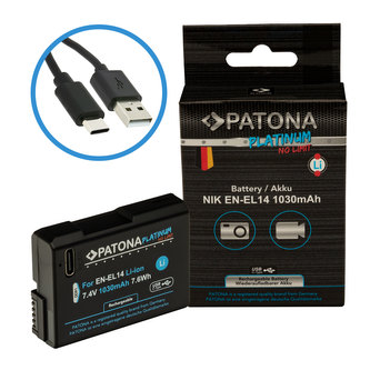 Aku Nikon EN-EL14/EN-EL14A 1030mAh Li-Ion Platinum USB-C nabíjení