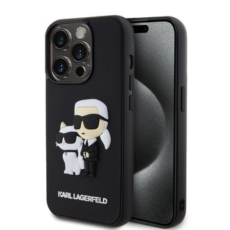 Karl Lagerfeld 3D Rubber Karl and Choupette kryt iPhone 14 Pro černý