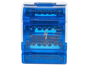 Distribuční blok VCX BLK 47 / 4 póly / 7 otvorů / 125A / na DIN lištu