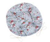 Sedák DITA kulatý prošívaný - kvítí na šedé - průměr 40 cm