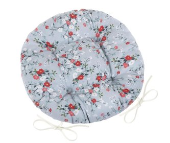Sedák DITA kulatý prošívaný - kvítí na šedé - průměr 40 cm