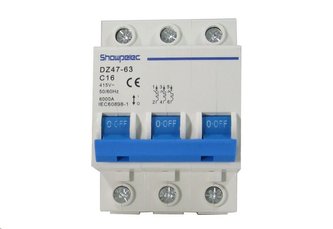 Jistič Showpelec DZ47-63 C16 400V/16A/C 3fázový na DIN lištu