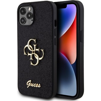 Guess PU Fixed Glitter 4G Metal Logo kryt iPhone 12/12 Pro černý