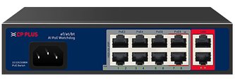 CP-DNW-GPU8G2-96 Osmiportový 10/100 Mbps PoE switch s 2x 1000 Mbps uplinkem