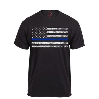 Triko THIN BLUE LINE US vlajka ČERNÉ vel.M