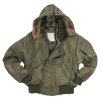 Bunda N-2B BASIC pilotní s kapucí ZELENÁ vel.3XL