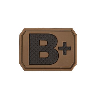 Nášivka plast 3D na suchém zipu krevní skupina B+ COYOTE