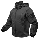 Bunda TACTICAL s kapucí softshell ČERNÁ vel.4XL
