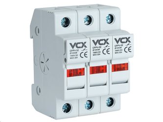 Pojistkový odpojovač VCX CFPV-32, 3P, 32A, 1kV se signalizací, na DIN lištu