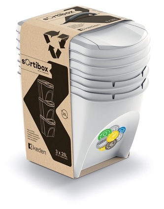 Koš na tříděný odpad SORTIBOX II 3x25l popelavě šedý