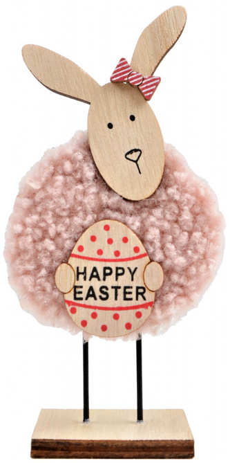 Velikonoční ovečka DOLLY růžová dřevěná 16x7 cm