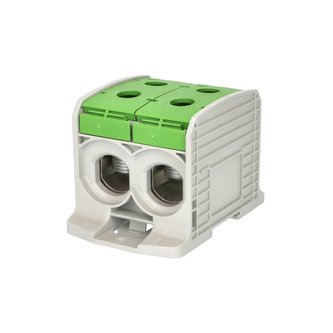Svorka univerzální RKA 300 1/4 PE, 520A, 1pól. (4x vstup), AL/CU, zelená, na DIN/na panel Svorka univerzální RKA 300 1/4 PE, 520A, 1pól. (4x vstup), AL/CU, zelená, na DIN/na panel
