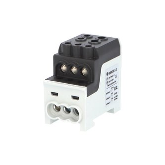 Blok pro rozdělení fází UVB 200 L S, 1pól., 200A, AL/CU, 1000V, černý, na DIN Blok pro rozdělení fází UVB 200 L S, 1pól., 200A, AL/CU, 1000V, černý, na DIN