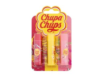 Chupa Chups Lip Balm balzám na rty 4 g Watermelon + balzám na rty 4 g Peach Pulp + balzám na rty 4 g Lemon Sorbet