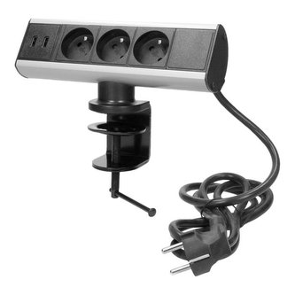 ORNO Virone FS-7 Zásuvka stolní se svorkami 3x 230V, 2x USB, černá, kabel 1,8m