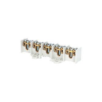 Svorkovnice stoupací HAK/5/35, nekrytá, 100A, 5pól., každý pól 1x35mm2 a 2x25mm2, na DIN Svorkovnice stoupací HAK/5/35, nekrytá, 100A, 5pól., každý pól 1x35mm2 a 2x25mm2, na DIN