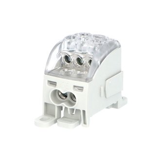 Blok pro rozdělení fází PDB 160 (PVB 100), 1pól., 160A, 690V, šedý/průhl. víko, na DIN Blok pro rozdělení fází PDB 160 (PVB 100), 1pól., 160A, 690V, šedý/průhl. víko, na DIN