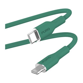 PURO Soft Lightning/USB-C kabel, 1,5 m zelený