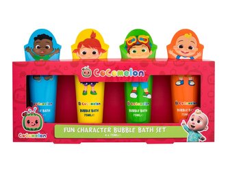 Cocomelon Fun Character pěna do koupele Cody 75 ml + pěna do koupele YoYo 75 ml + pěna do koupele TomTom 75 ml + pěna do koupele JJ 75 ml