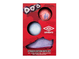 UMBRO Striker Edition tuhé mýdlo Football Bath Soap 180 g + bomba do koupele Football Bath Fizzer 200 g + bomba do koupele Football Boot Bath Fizzer 200 g