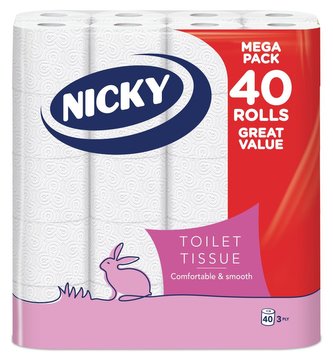 Papír toaletní 3 vrstvý Nicky Great Value 40 ks