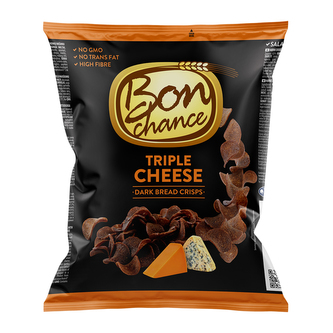 Bon Chance žitno-pšeničné chlebové chipsy se třemi druhy sýrů 120g