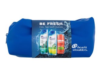 Head & Shoulders Deep Cleanse šampon Deep Cleanse Oil Control Anti-Dandruff 300 ml + šampon Deep Cleanse Itch Relief Anti-Dandruff 300 ml + gel na holení Gillette Fusion Shave Gel Sensitive 75 ml + kosmetická taštička