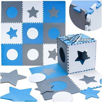 Pěnová podložka - puzzle pro děti 9ks šedá a modrá