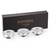 svícen d9x3,5cm, 3ks, PRUHY, BOHEMIA PR., s čaj.svíčkou, DB