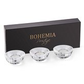 svícen d9x3,5cm, 3ks, LISTY, BOHEMIA PR., s čaj.svíčkou, DB