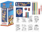 Kreativní set Paw Patrol|Tlapková Patrola (omalovánky, pastelky, samolepky, blok, pouzdro, guma, ořezávátko, fixy, tužky, propiska|11 x 24 x 10 cm)