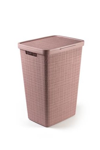 Koš na prádlo Curver Jute 58L s víkem růžový