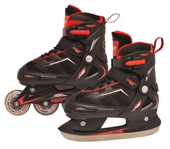 Chlapecké brusle 2v1 TRULY® TWIX BOY, vel. L(38-41), černo-červené Chlapecké brusle 2v1 TRULY® TWIX BOY, vel. L(38-41), černo-červené