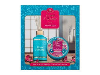 Tesori d´Oriente Ayurveda svíčka 109 g + difuzér s ratanovými tyčinkami 250 ml